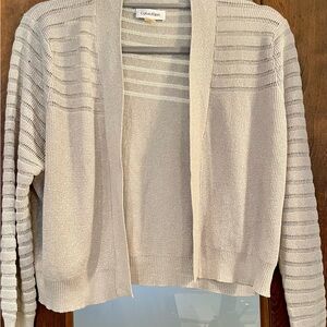NWT! Calvin Klein Women's Silver Cropped Style Cardigan